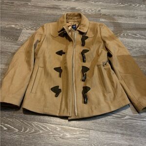GAP Pea Coat Women’s M Tan Toggle Button Wool Blend Long sleeve Duffel Coat